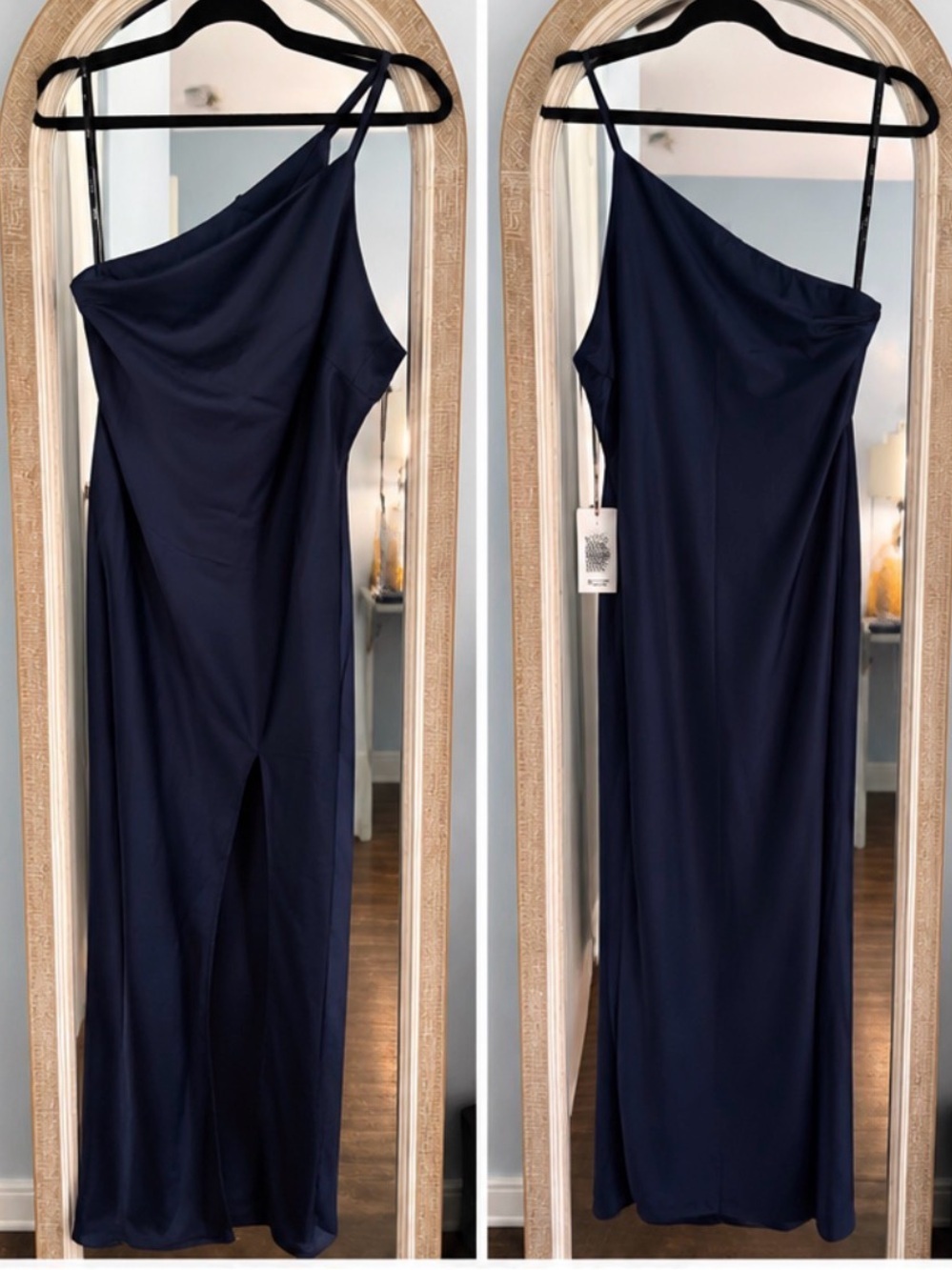 ASOS One-Shoulder Navy Blue Evening Dress